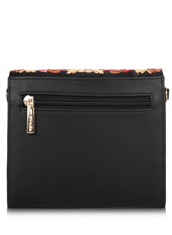 EVEDA Women Stylish Embrodeiry Clutch Ladies Party Wedding ladies purse handbag (Black) - Image 2